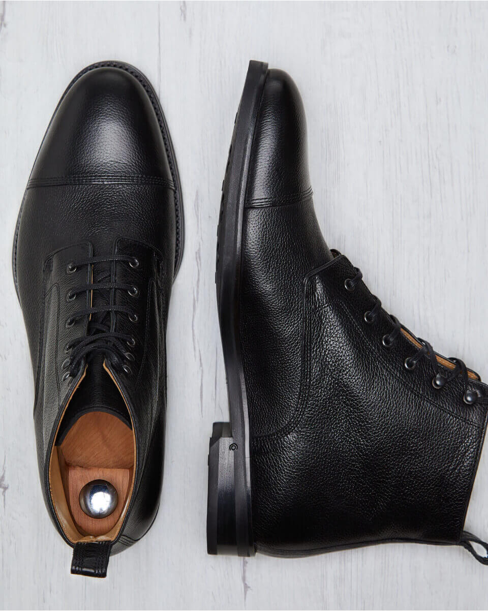 Men boots MARTIN - Black leather - Rubber sole 8009-01 1
